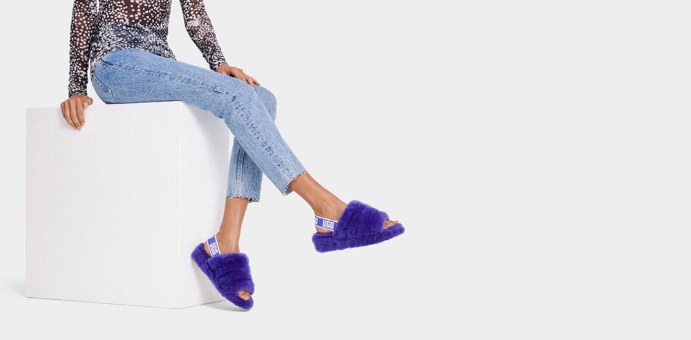 Ugg Fluff Yeah - Womens Slides - Purple - NZ (4287CMYIH)